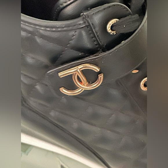 Juicy Couture Black Platform Wedge High-Top Sneakers Size 9.5 - Picture 13 of 14